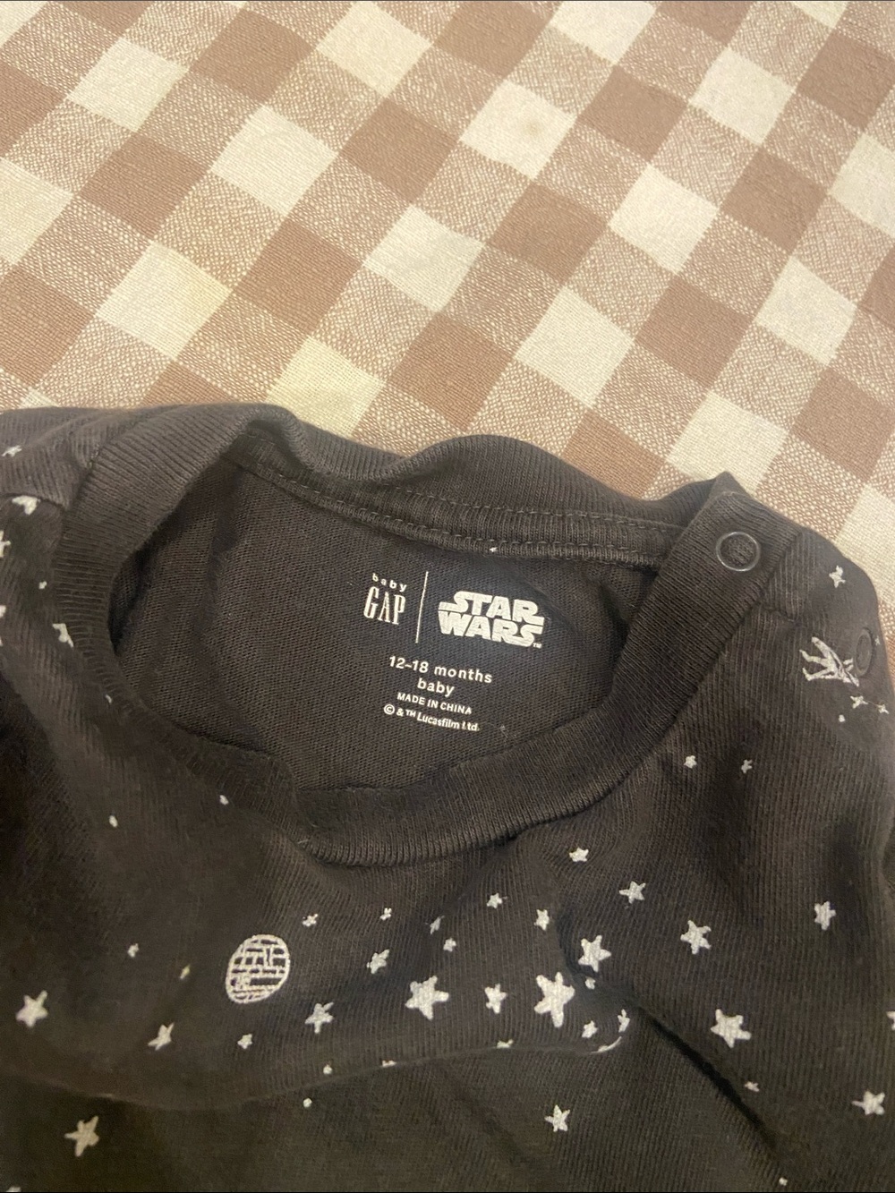 GAP Black and White Star Stripe Baby Romper with Green Character Appliqué - Picture 5 of 5